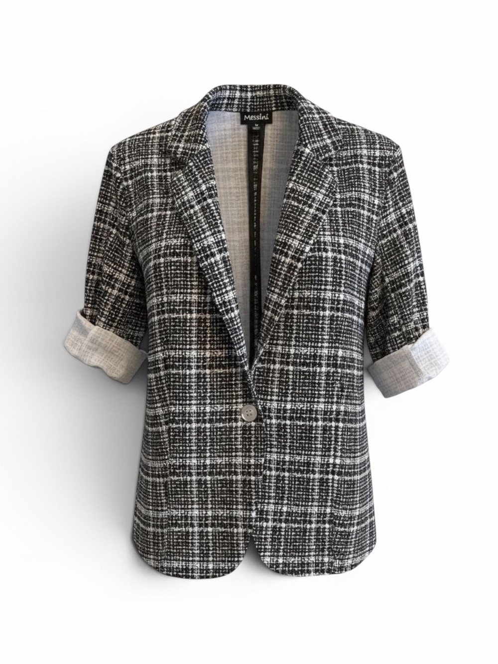 Messini Black & White Plaid Women's Blazer